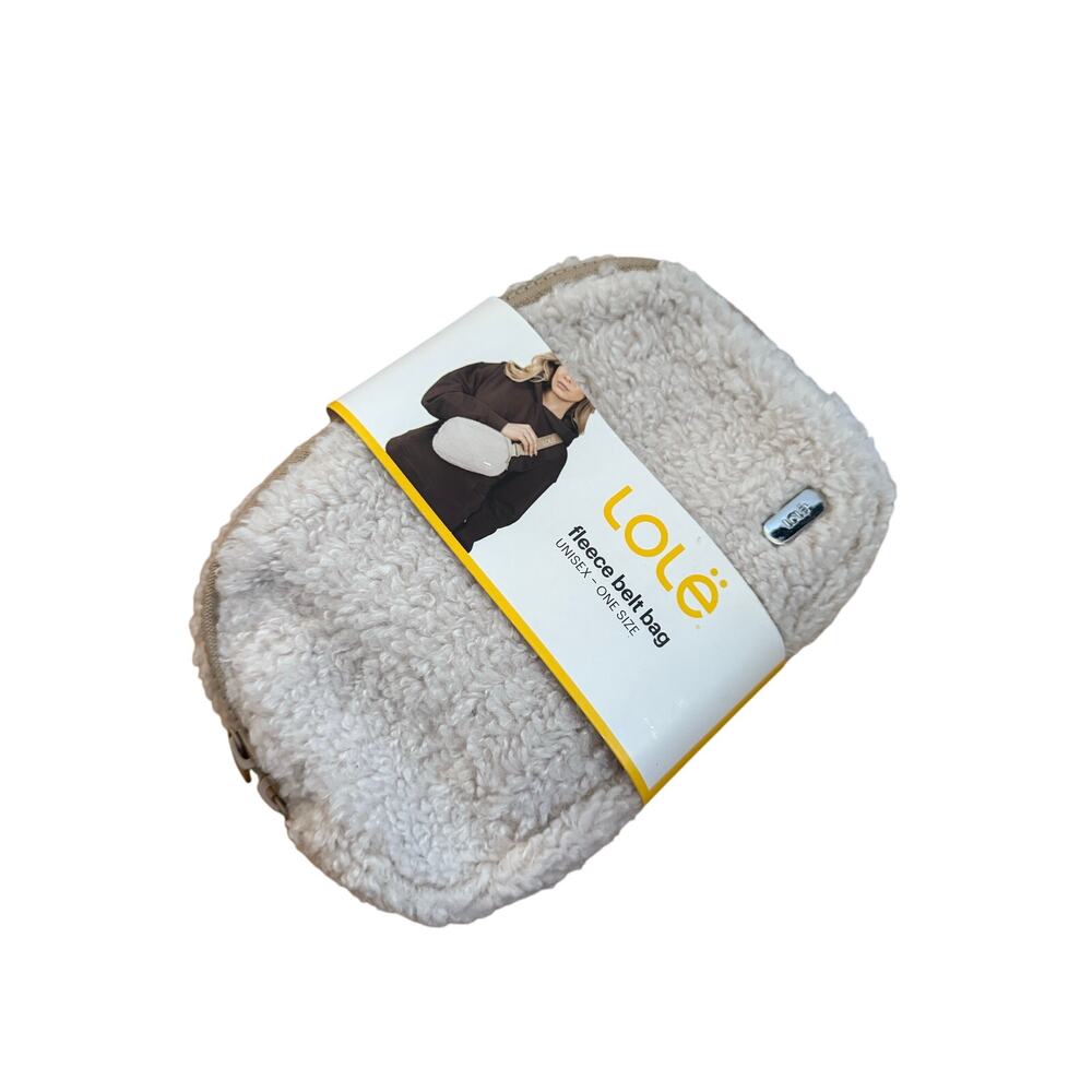 Brand new Lole Fleece Belt Bag Unisex One Size Two-Way Zipper Cream White Tan